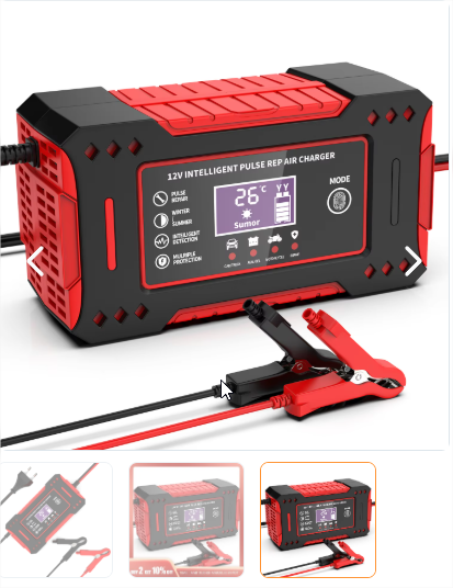 Cargador inteligente de batería 12V con pantalla LCD
