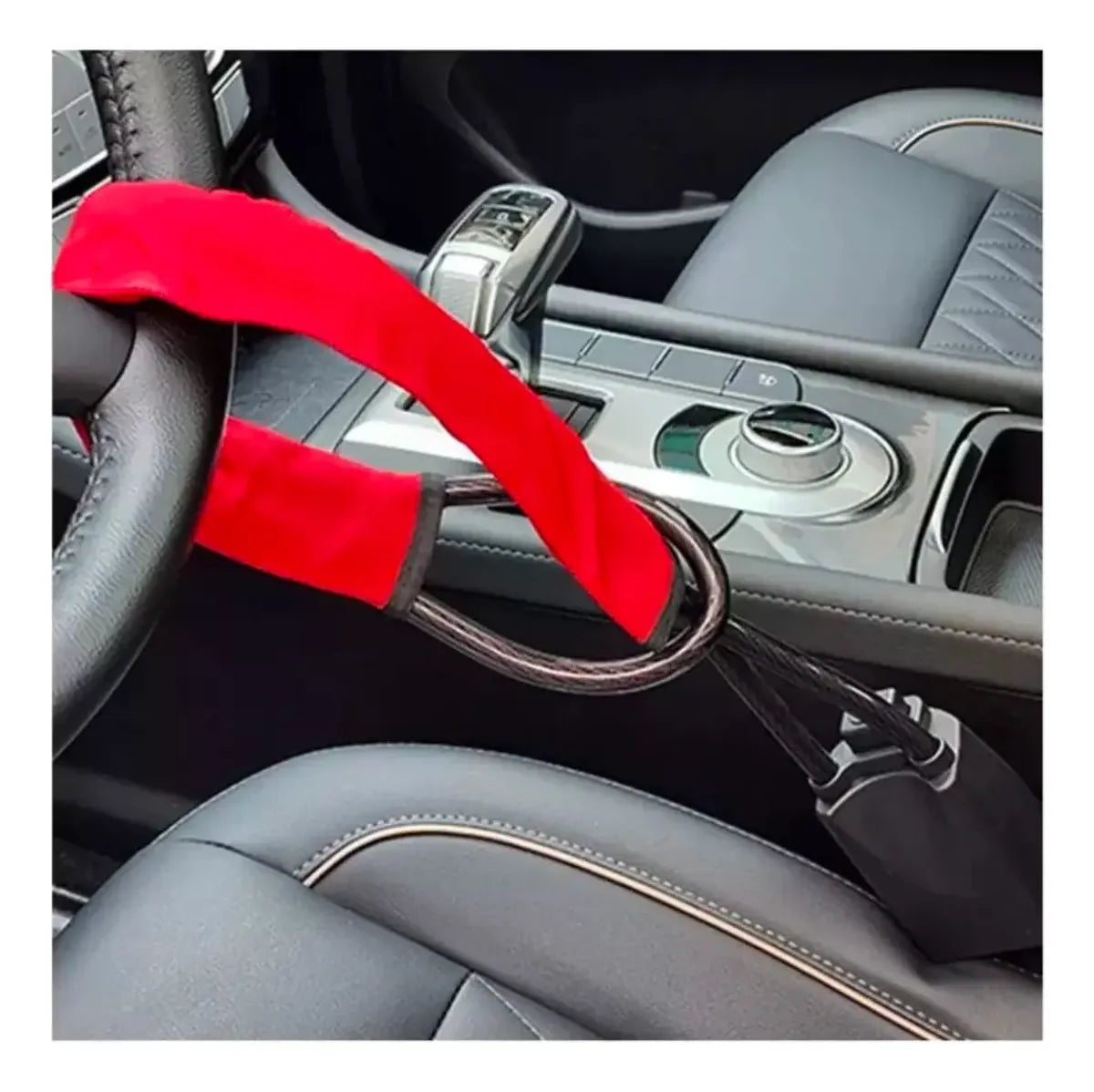 Tranca de volante con cable de acero y candado