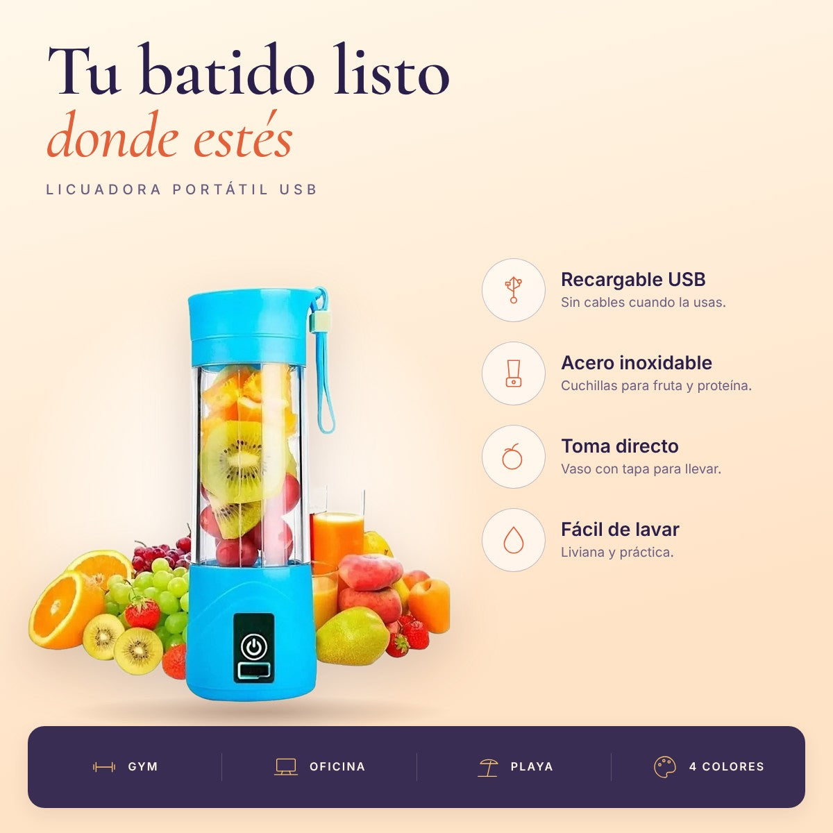 Licuadora Portátil Recargable USB